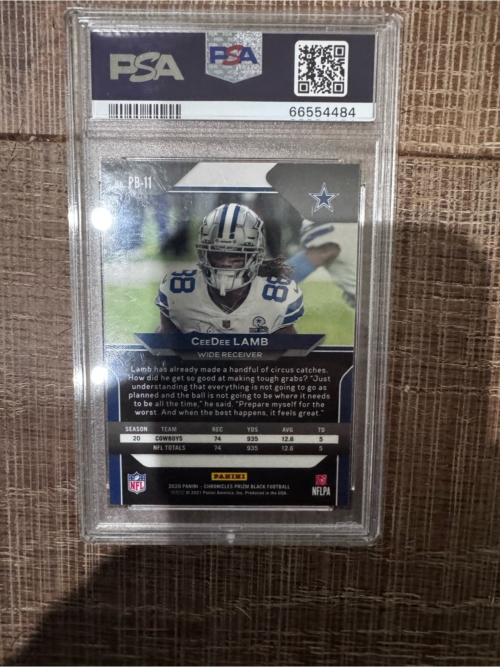 Graded CeeDee Lamb Football Trading Card - White/Blue
